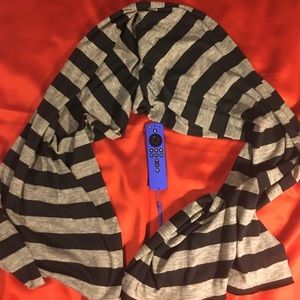 Lush Black and Grey stripe jersey knit scarf